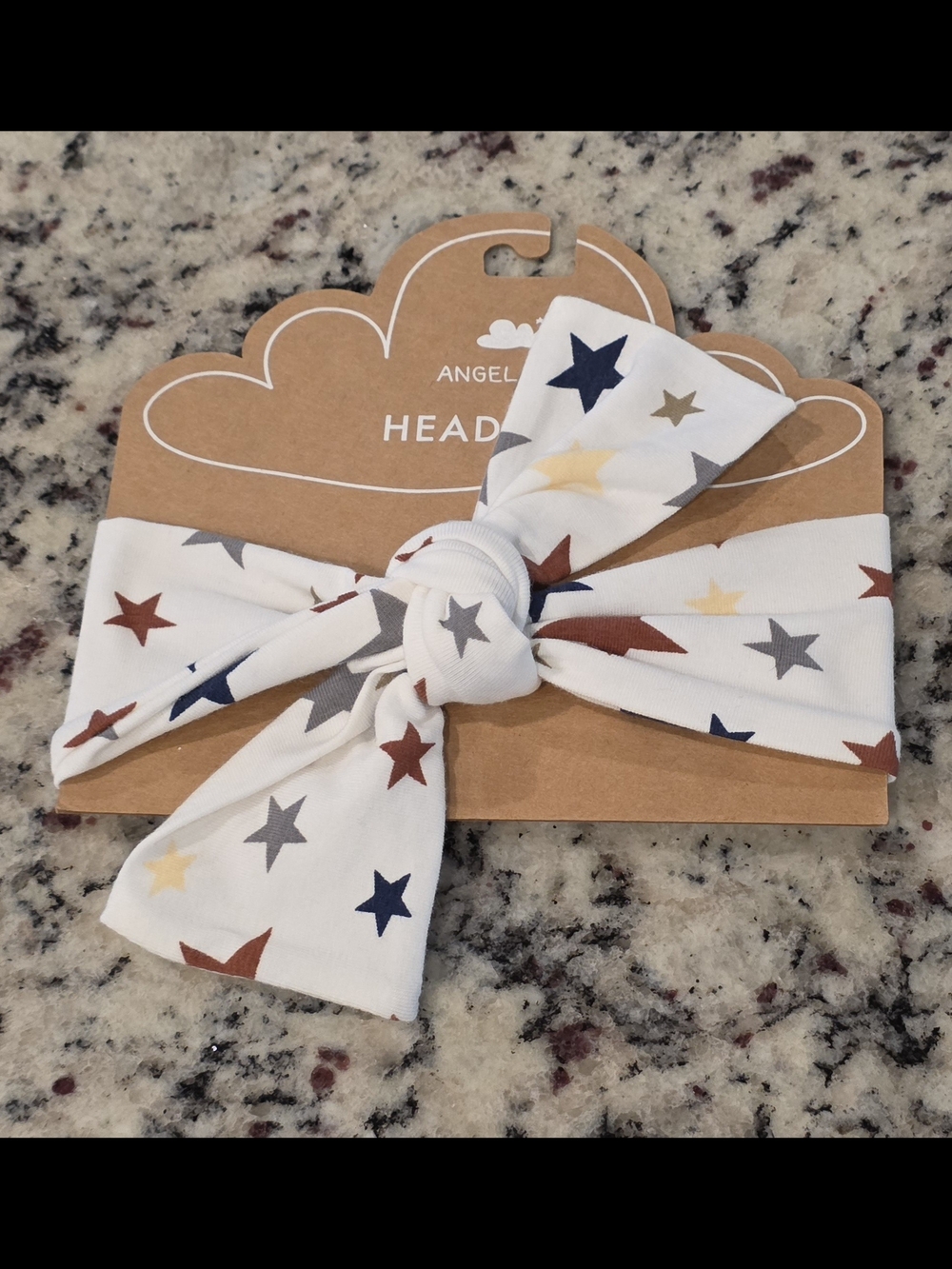 Angel Dear White Knot Headband with Red & Blue Stars One Size NWT